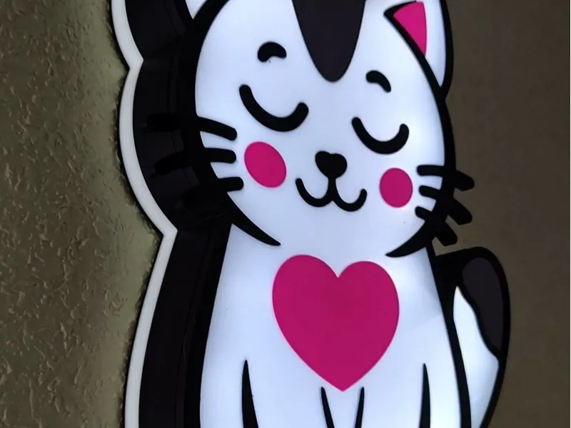 Sleepy Cute Cat Heart Kids Lamp