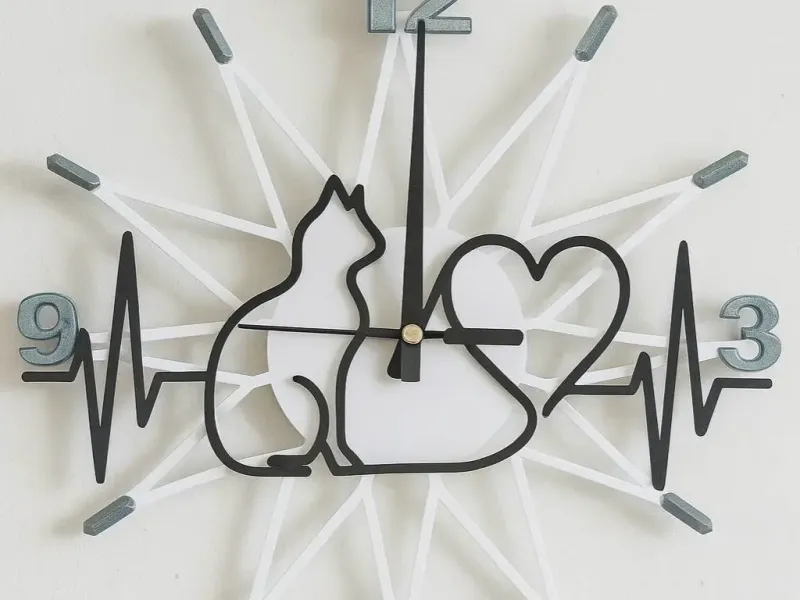 Cat Heartbeat One Line Clock Face