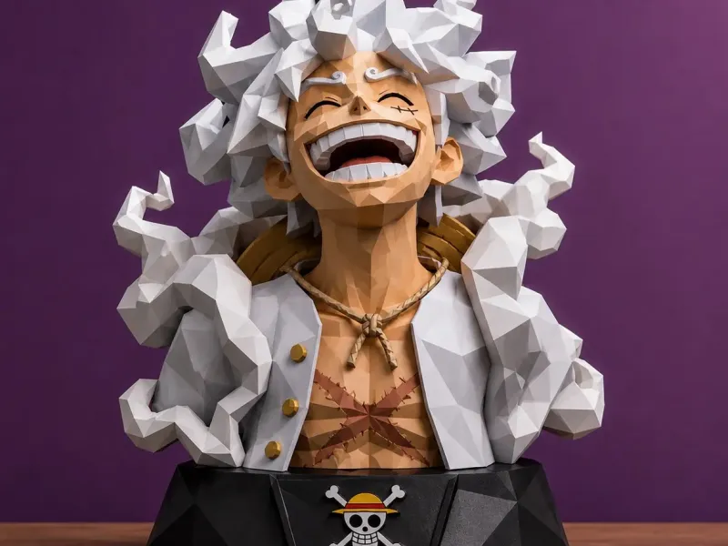 Luffy Gear 5 Low Poly Bust – One Piece