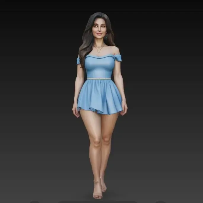 Chica sexy con vestido azul