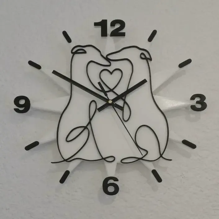 Greyhound Love Line Art Clock Face
