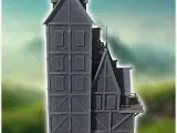 Large medieval building with round tower, terrace and access-2