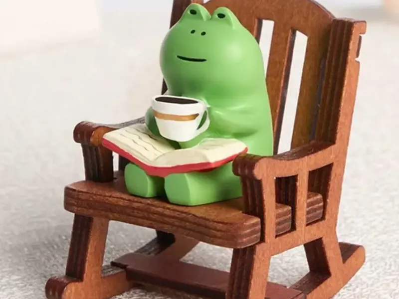 Reading Frog in Rocking Chair – Collectible Miniature