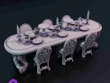 Noble table set with place settings and candelabra-0