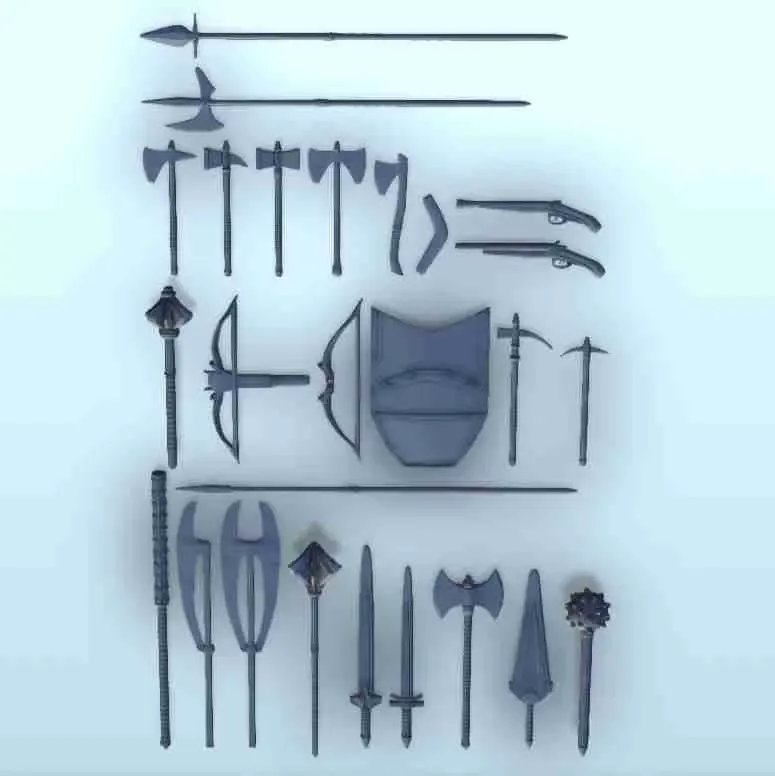 Set of Medieval weapons (1) - miniatures scenery game figure