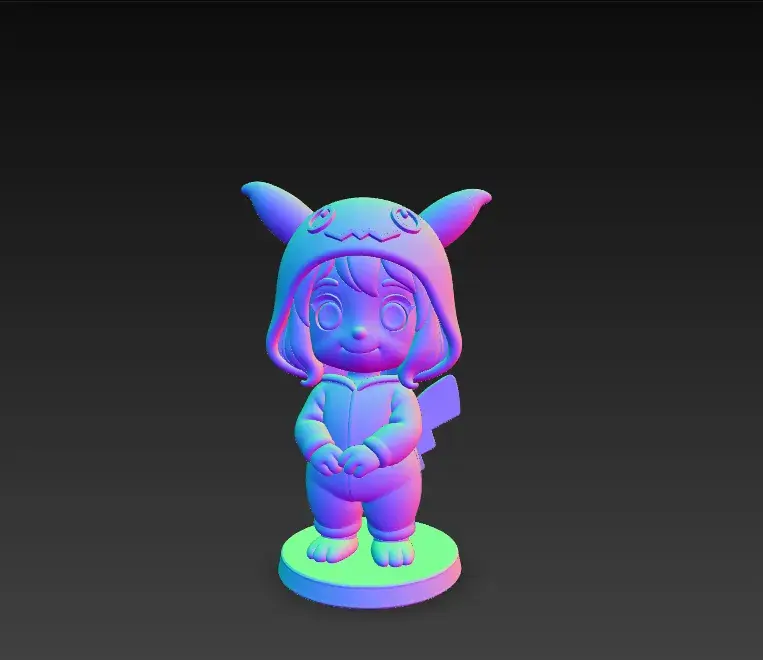 Anya Mimikyu Pokemon Costume chibi design with base STL