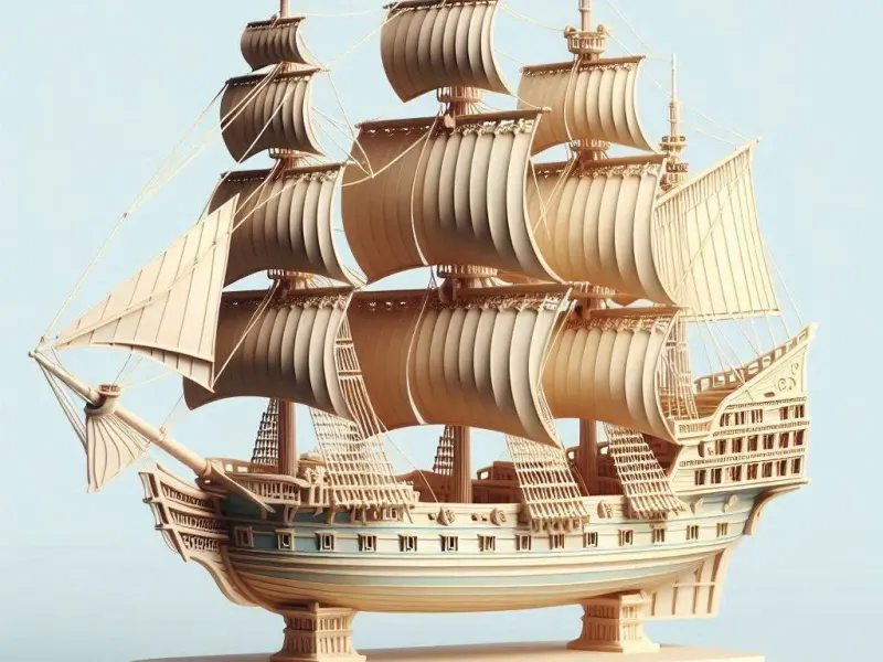 3162Pirate Sailing Ship with Cannons  Style Minimalist  stl