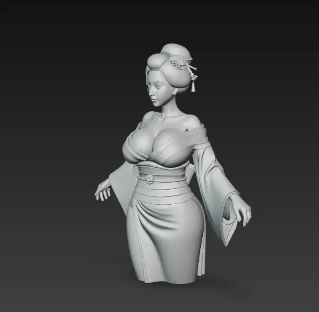 Sexy Japanese with big breasts in traditional attire