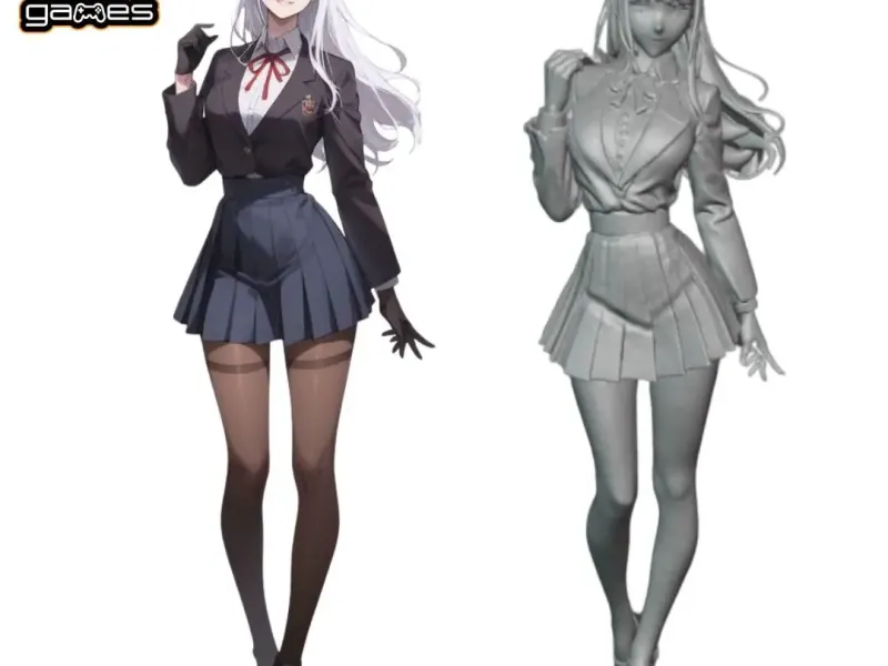 Girl Whispering Uniform STL Model