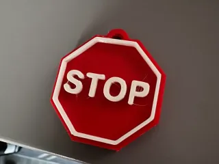 road sign STOP keychain not allowed stamp