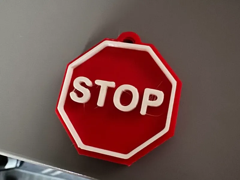 road sign STOP keychain not allowed stamp