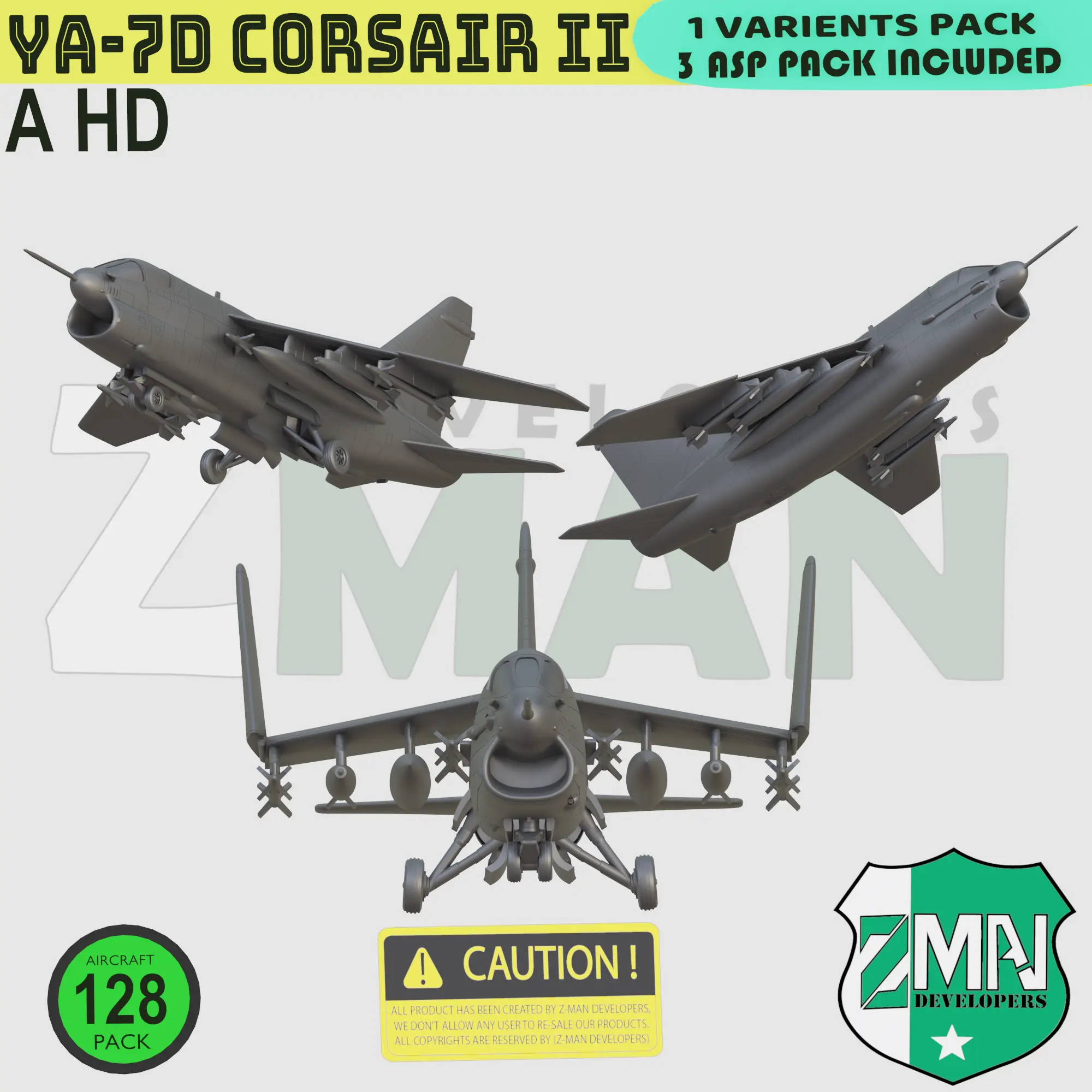 YA-7D CORSAIR V5 (3 ASP STYLES-E) | 3D models download | Creality Cloud