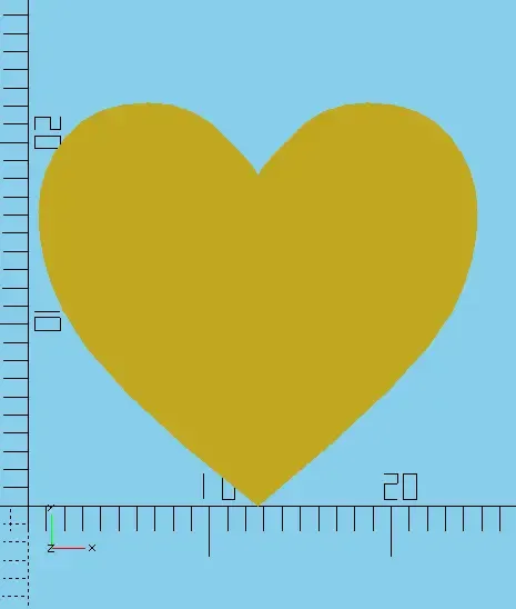 Print bed level test 260 mm diameter heart shaped elements.