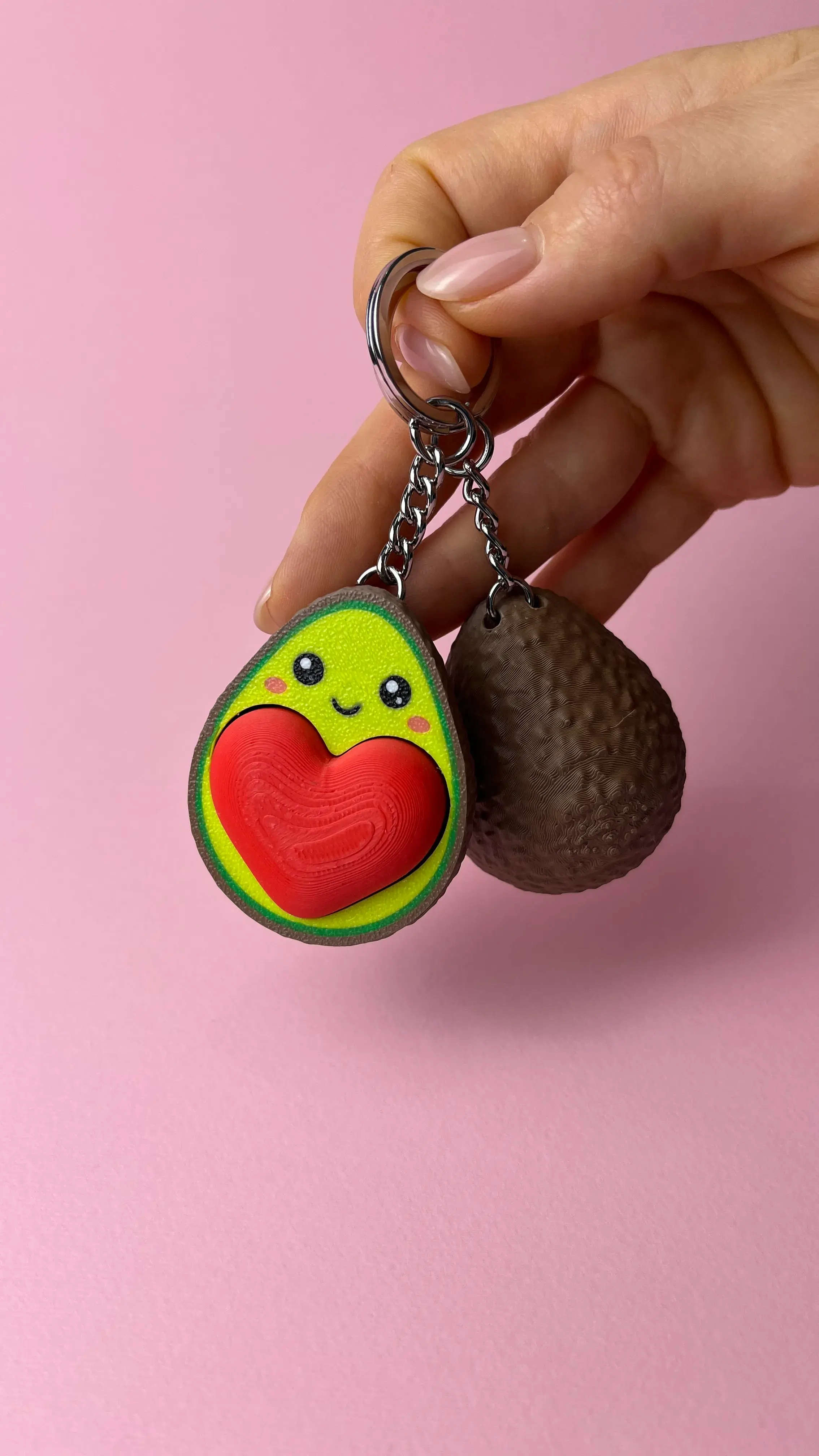 Avocado Clicker Heart Keychain, Romantic San Valentine