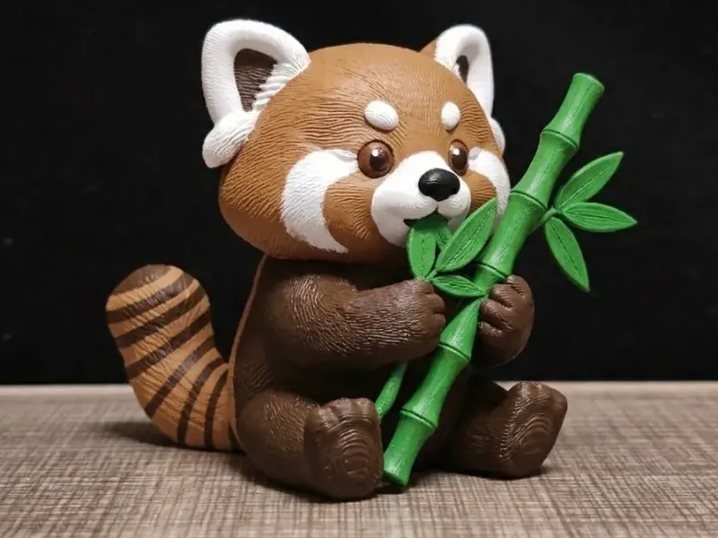 坐着吃竹子的小熊猫（sit eat bamboo red panda）