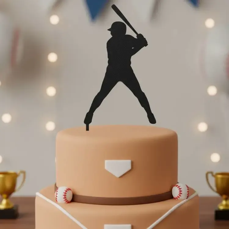 A baseball Player Cake Topper