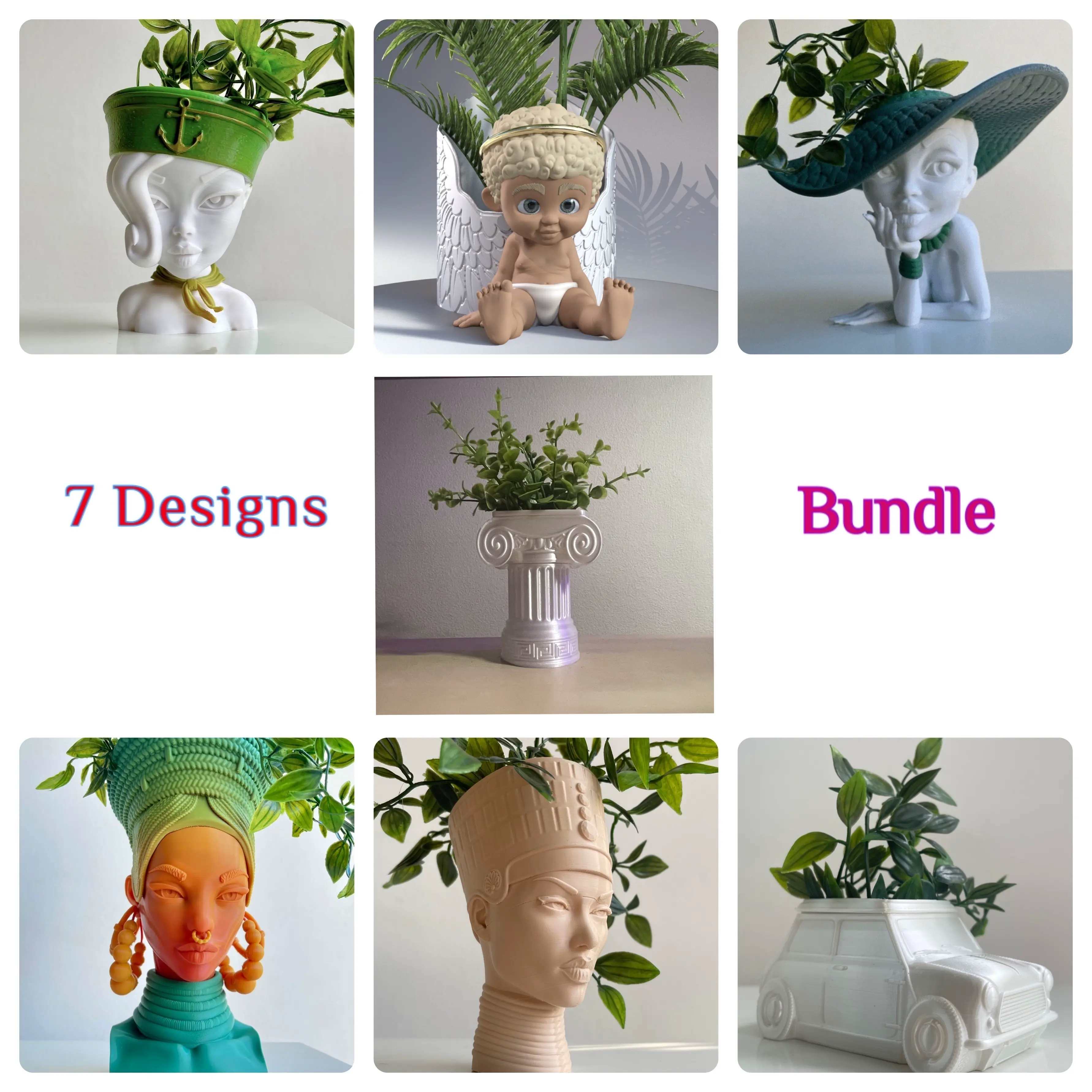 FLOWER POTS-VASES-PLANTERS 👉 BUNDLE 7 DESIGNS