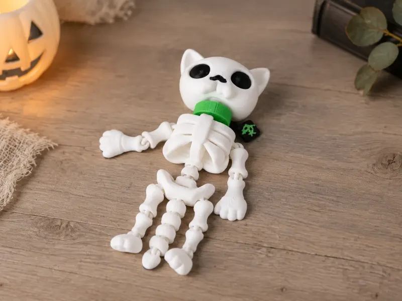 Toxic Skeleton Cat - Articulated Halloween Flexi Toy
