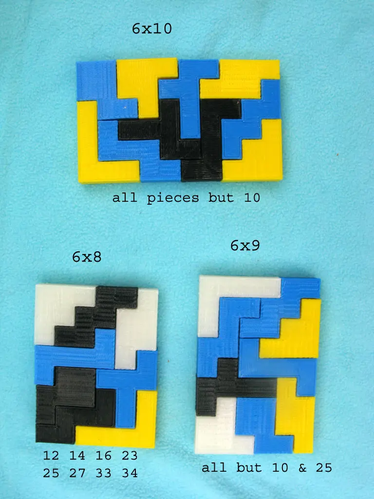  Six Hexomino 6x6 Tiling Puzzles  