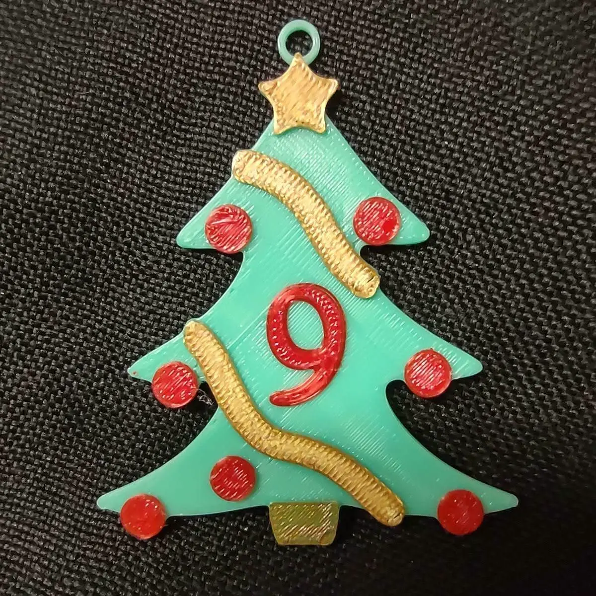 9 Number - Christmas Tree with Baubles, Tinsels and Star