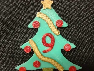 9 Number - Christmas Tree with Baubles, Tinsels and Star