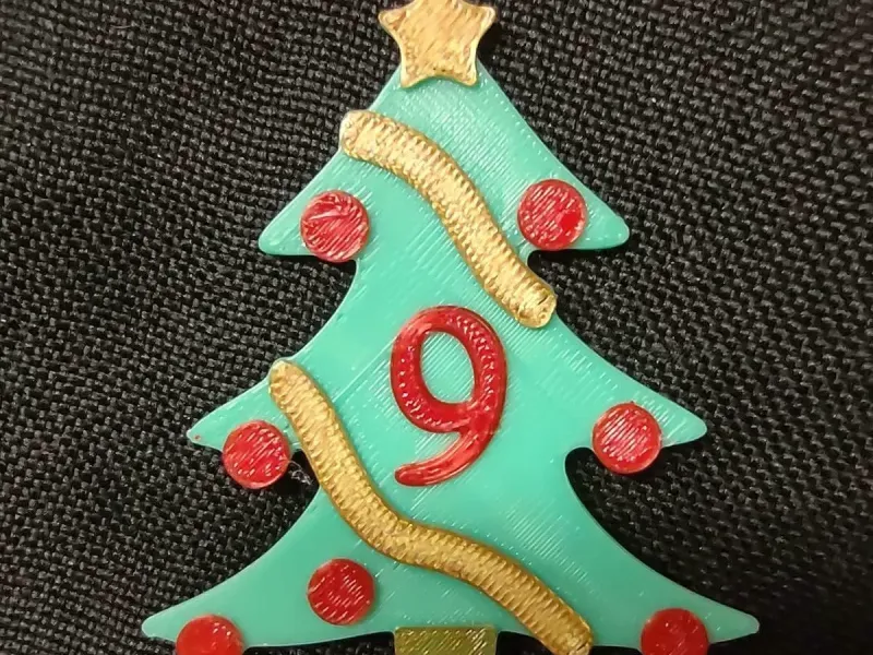 9 Number - Christmas Tree with Baubles, Tinsels and Star