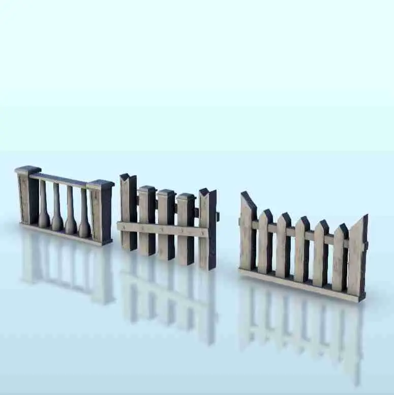 Set of fences (2) - scenery medieval miniatures warhammer