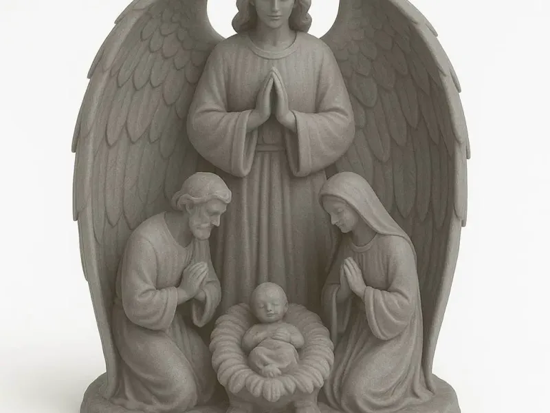 Ángel con escena del nacimiento