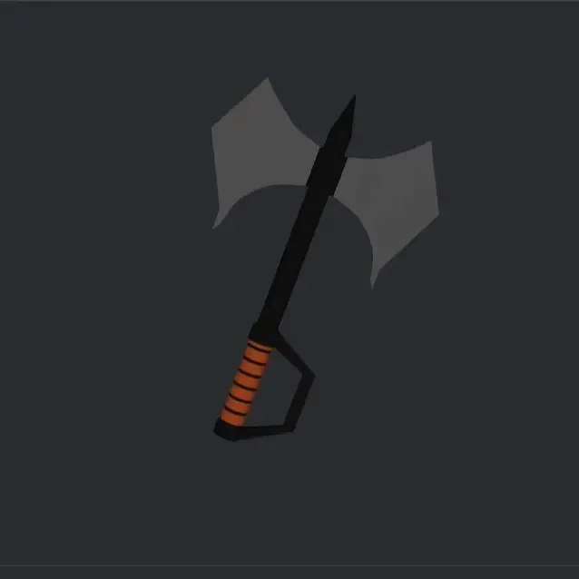 double side low poly vikings axe