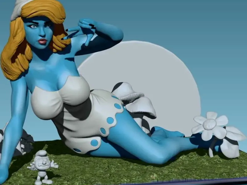 Pitufina Real life smurf fans cute woman on blue suit