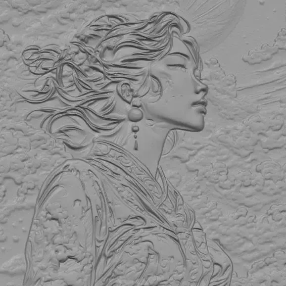 Lianhong Nightbloom - relief sculpture