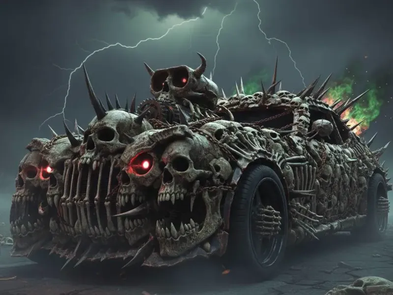 skull car, auto de terror