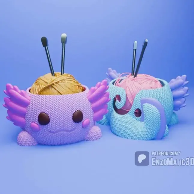 knitted Axolotl Crochet Yarn Bowl 3MF STL Multiparts