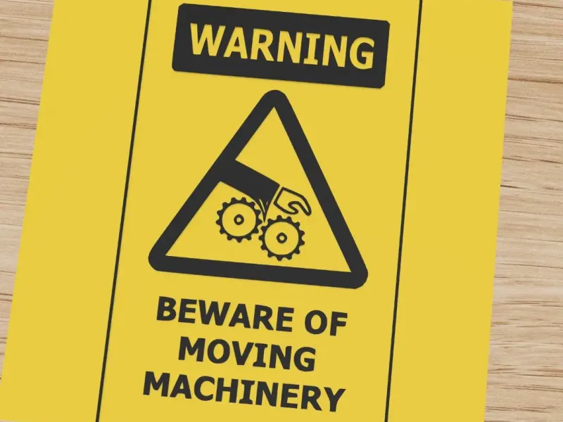Warning sign: moving machinery hazard