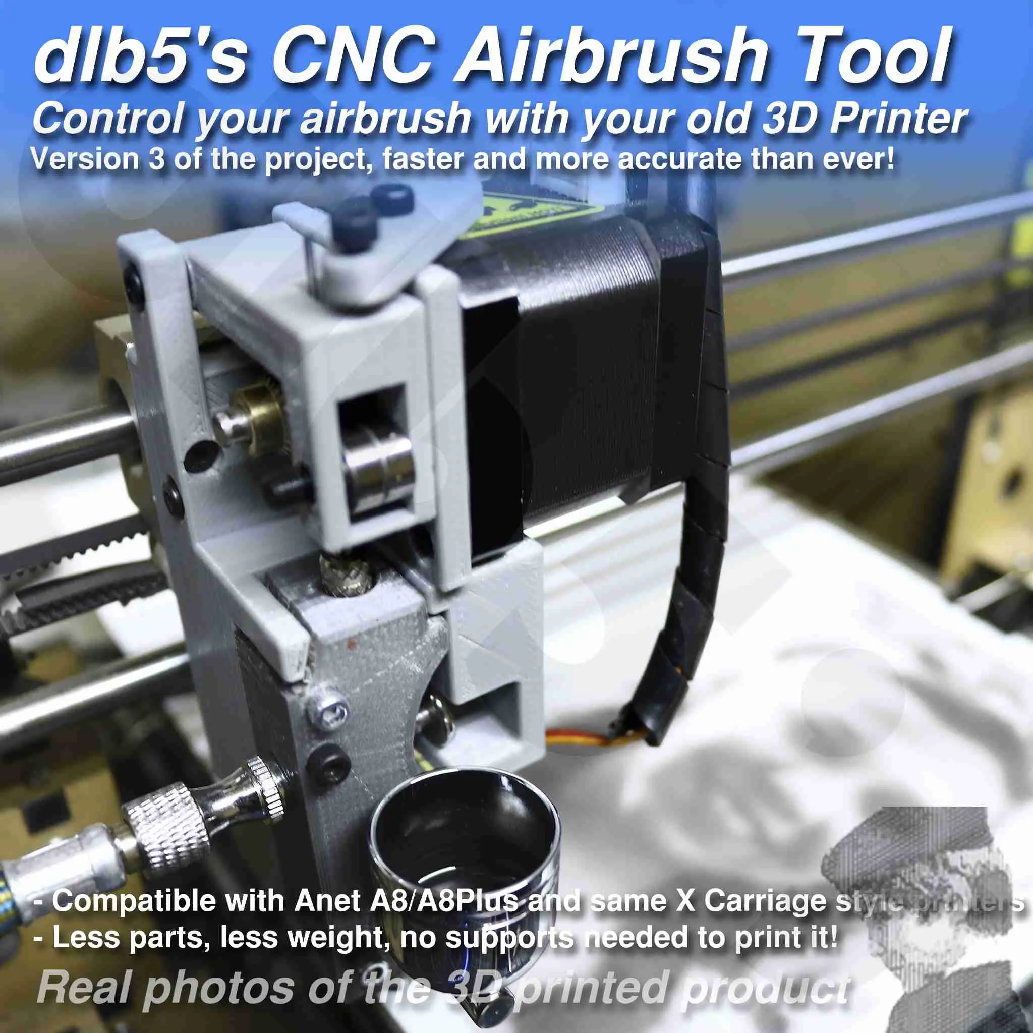 dlb5s CNC Airbrush Holder V3. Control your airbrush with 3DP