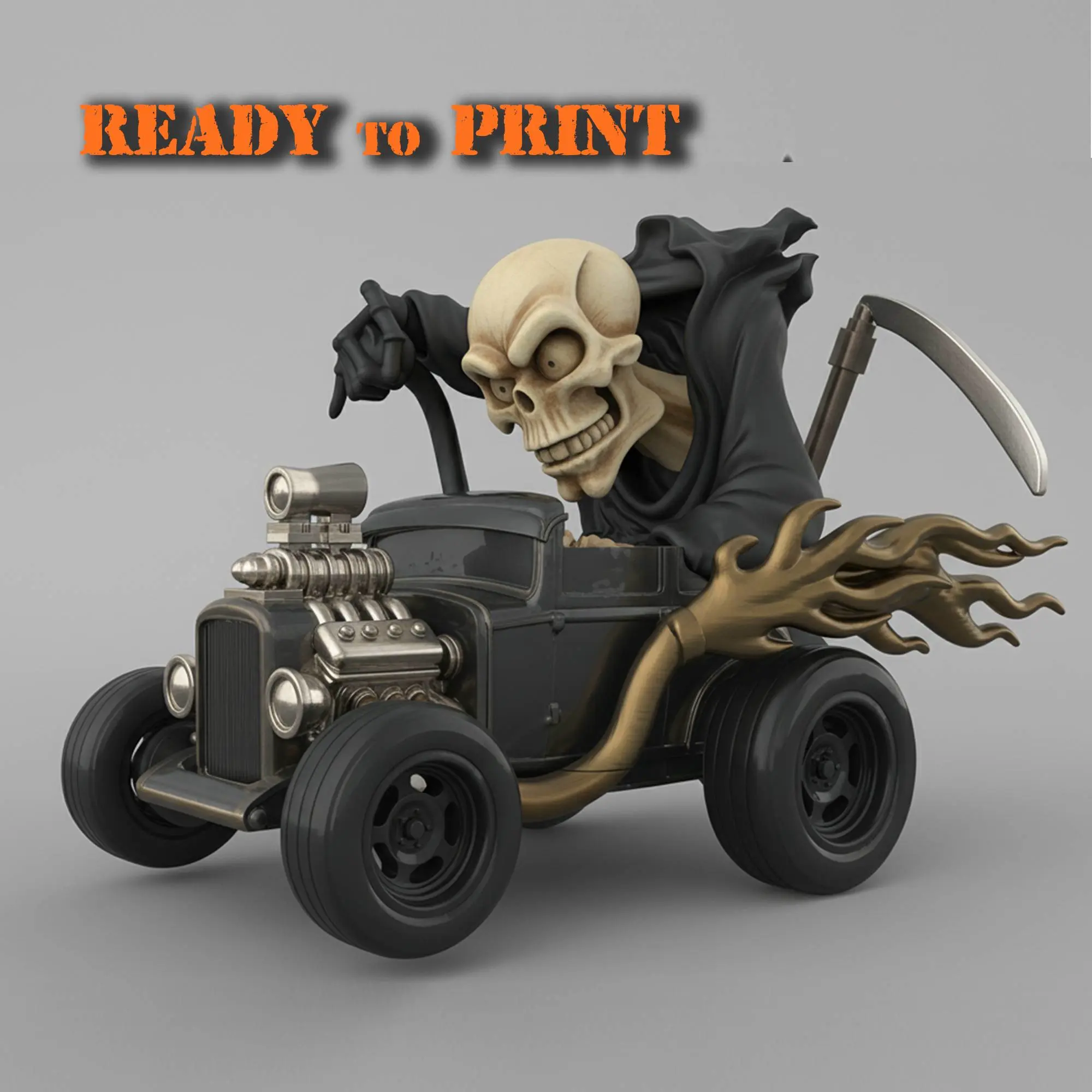 Grim Reaper HotRod 3dprinting car, model kit, 3dprint model