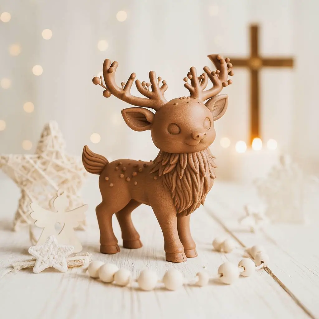 Magic Christmas Deer Figure | Cute Reindeer Sculpture