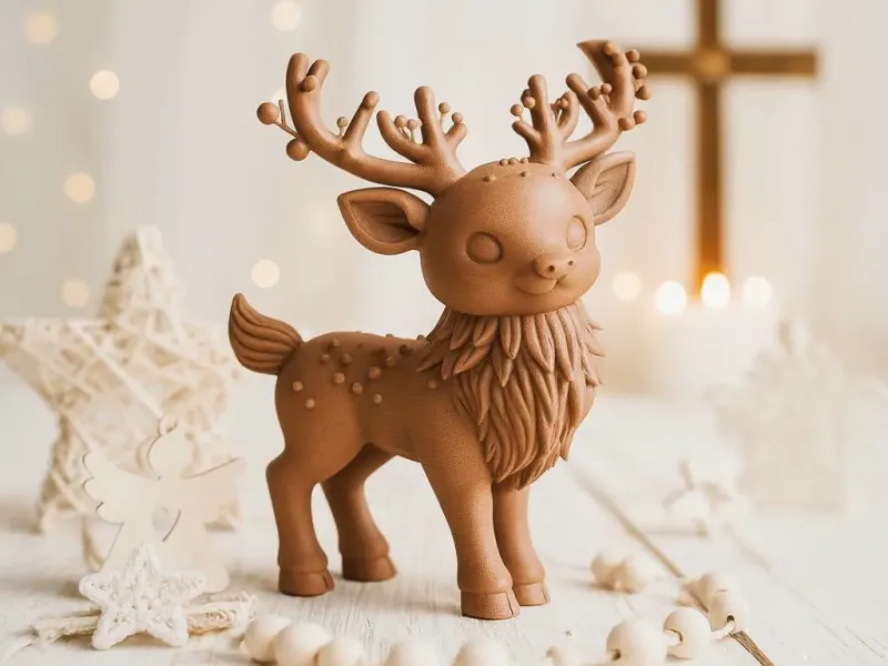 Magic Christmas Deer Figure | Cute Reindeer Sculpture