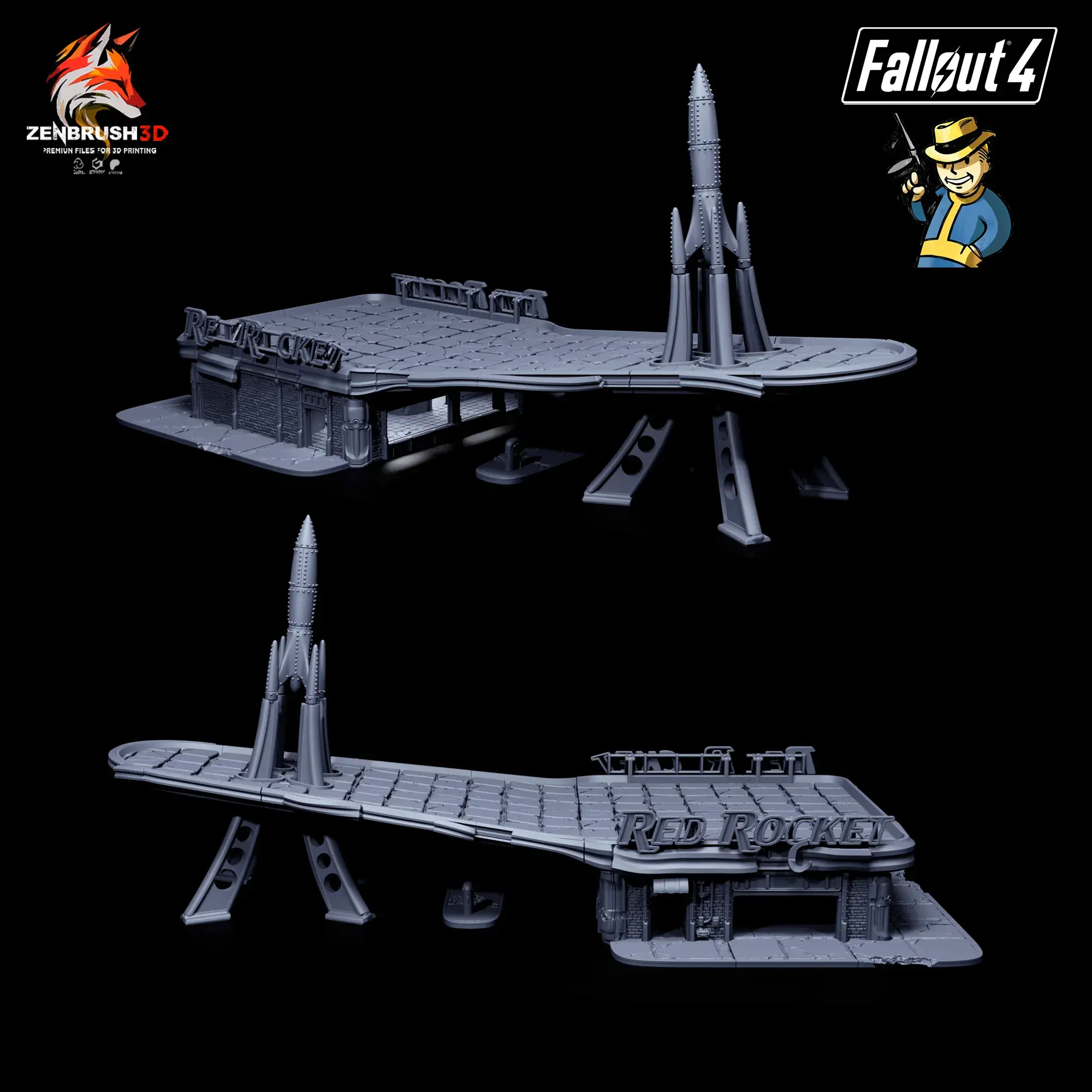 FALLOUT - ДЕКОРАЦИИ КРАСНАЯ РАКЕТА + СЕРВОБРОНЯ T - 60