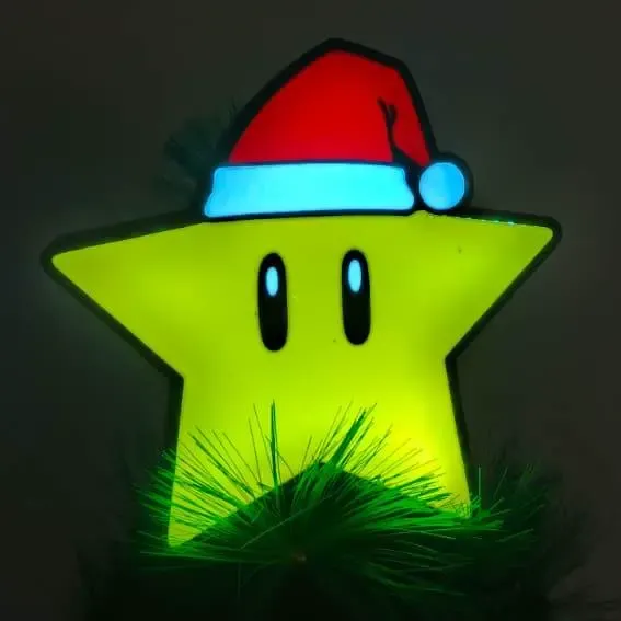 Estrella de Mario Bros luminosa, para árbol de navidad