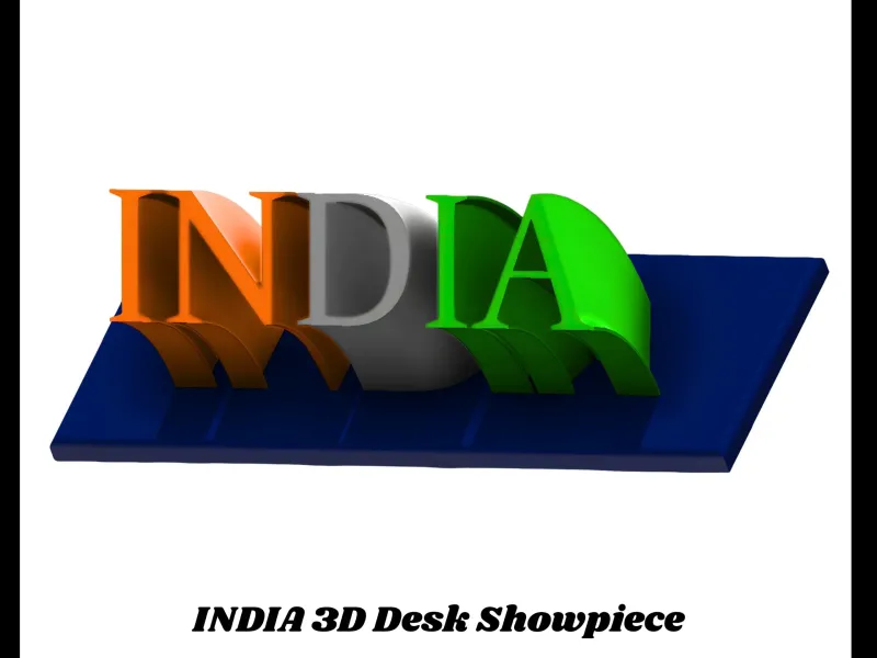 INDIA 3D Desk Showpiece – Patriotic Curved Letter Design