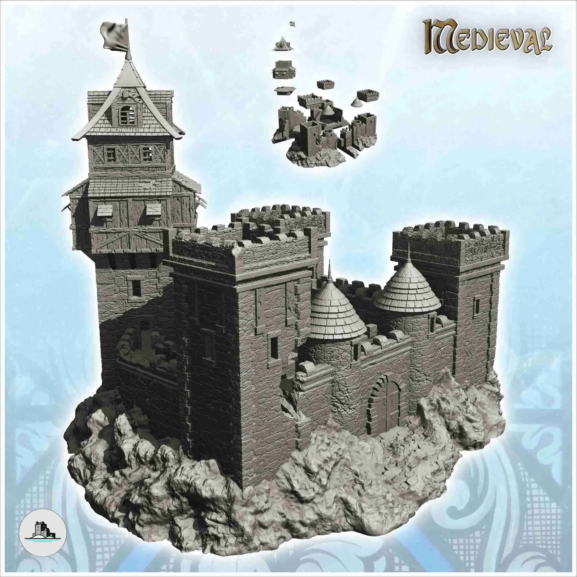Pacchetto castelli medievali n. 1 - miniature warhammer scenario t