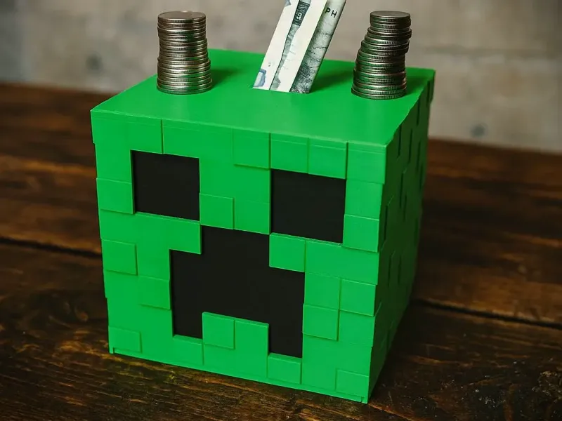 Cofrinho Creeper do Minecraft – Totalmente Imprimível