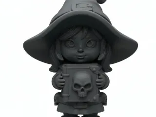 Shadow Spellbook Witch – Gothic Chibi Figurine