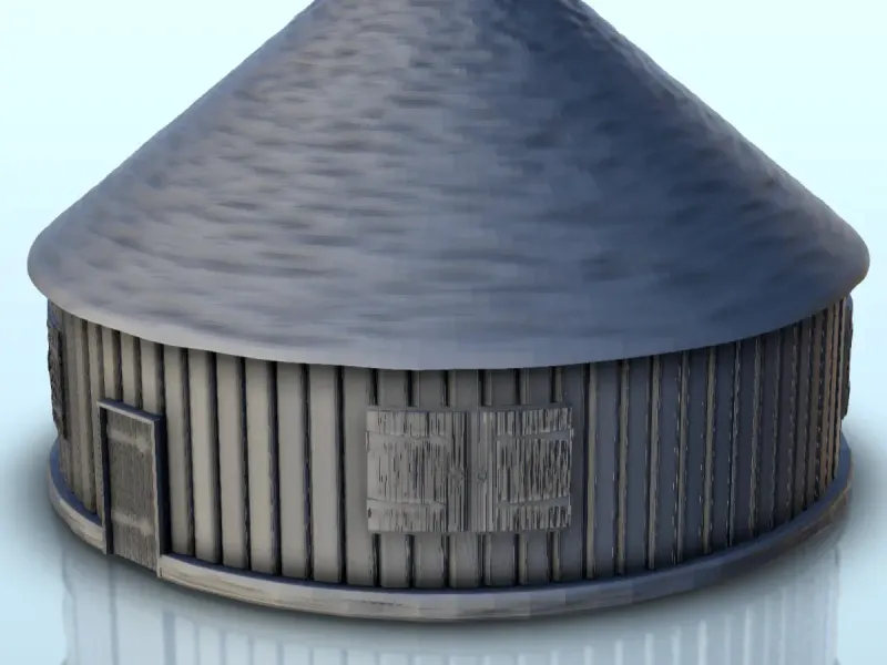 Circular hut with thatched roof (12) - miniatures warhammer