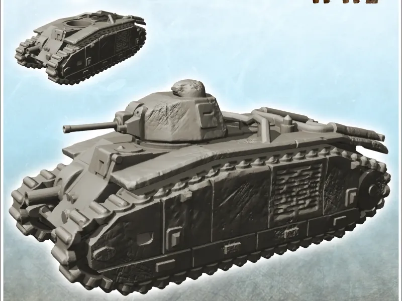 B1-bis French tank - terrain WW2 scenery historical mini
