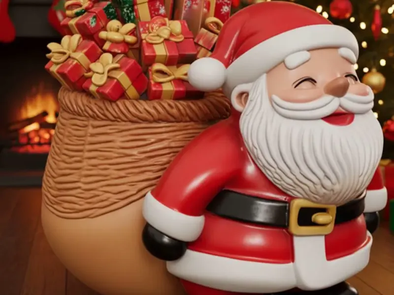 Santa Claus with a bag of gifts