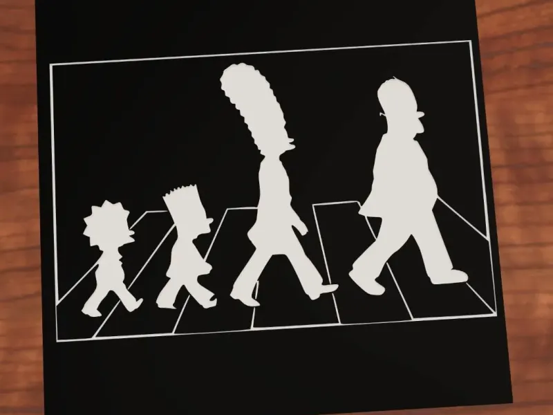 The Simpsons Beatles Abbey Road album cover parody