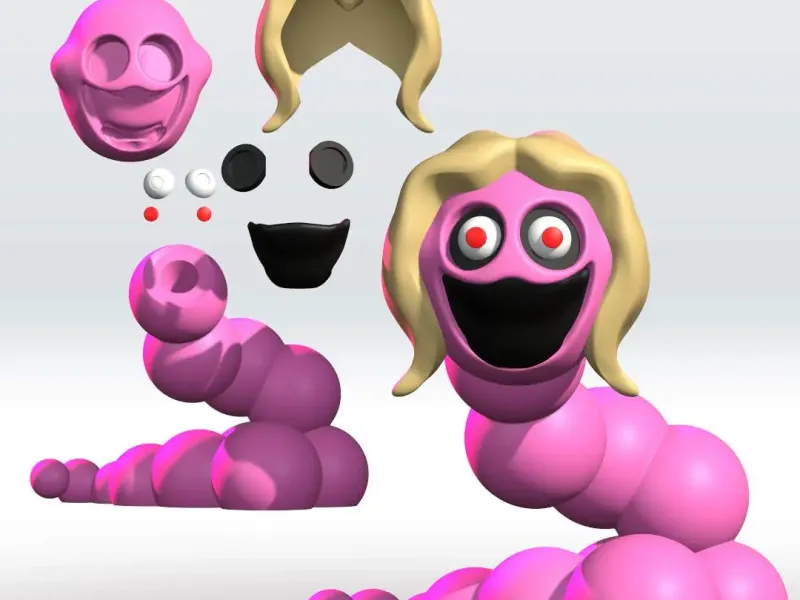 HUNGRY WORM Multipart STL 3D Model Fanart