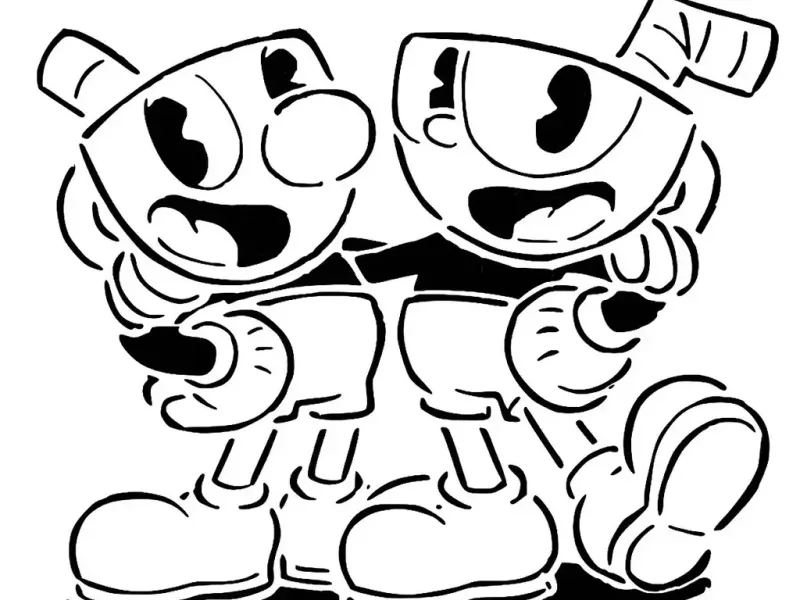 Cuphead and Mugman stencil 1